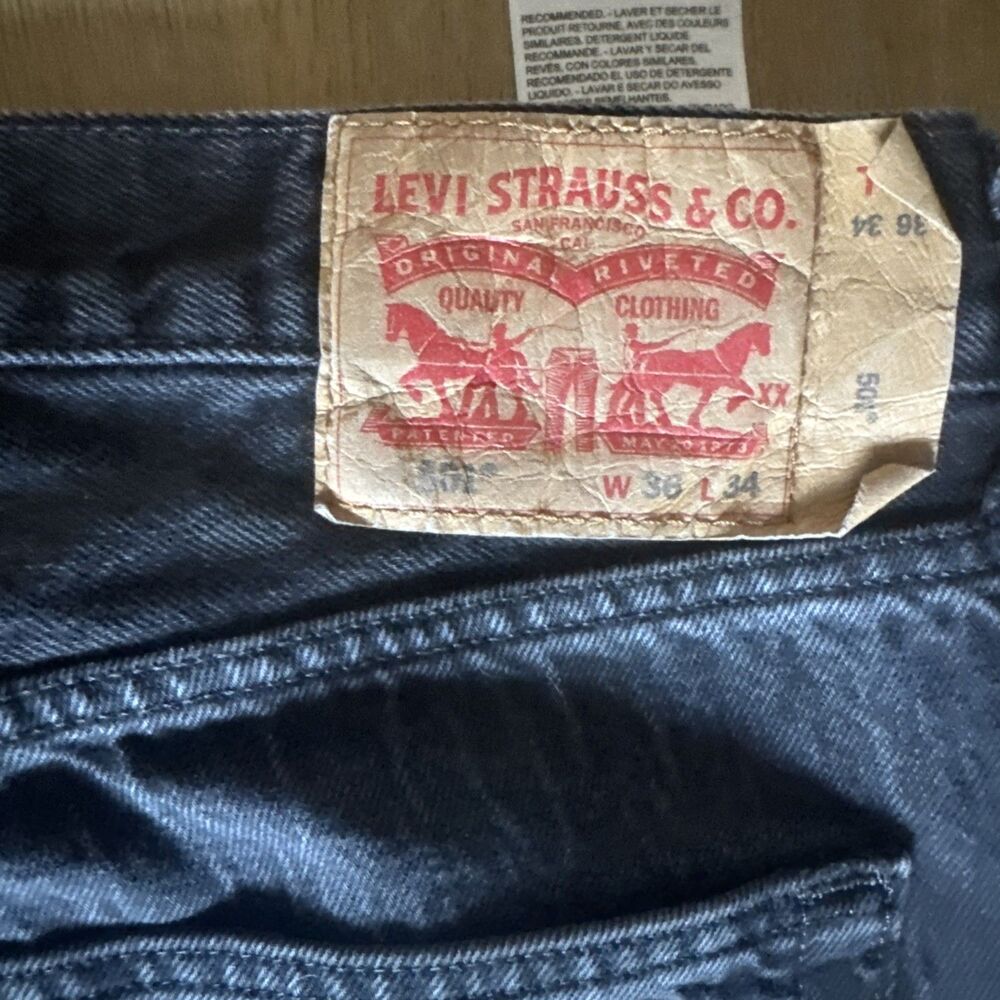 Levi Strauss 501 Jeans Men's 36x34 Faded Black Straight Leg Denim VTG-Like - Picture 14 of 16